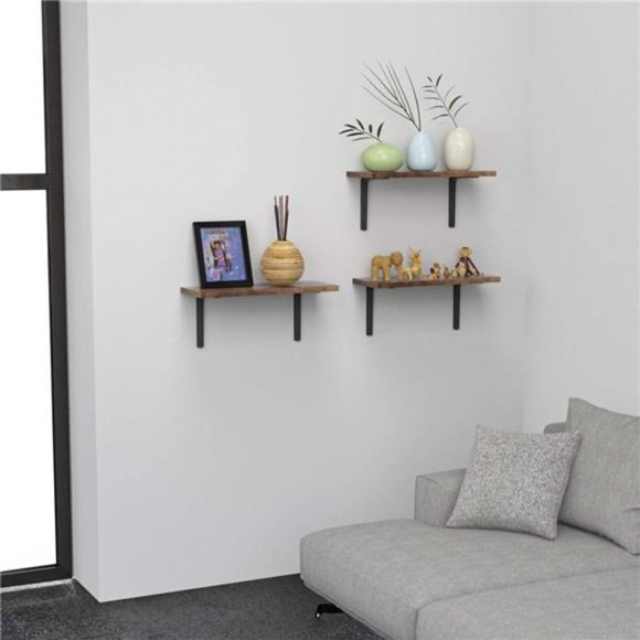 Farmhouse Floating Shelves Wood Wall Mounted Storage Rack Rustic Shelf Home - Picture 5 of 12